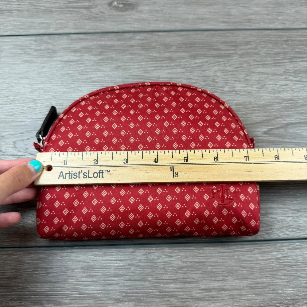 Lauren Ralph Lauren Women Cosmetic Bag Diamond Print Red Small